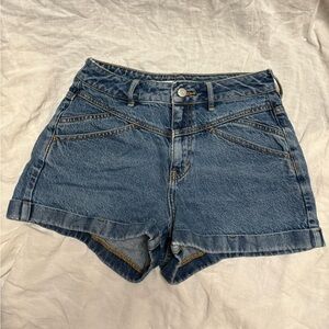 PacSun High Waist Blue Denim Mom Shorts, 25” Waist
